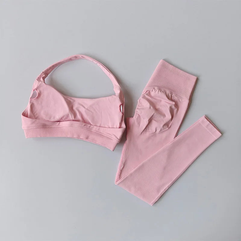 Lumora Women’s High-Waist Leggings &amp; Open-Back Fitness Bra Set