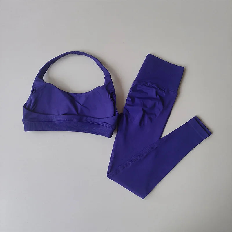 Lumora Women’s High-Waist Leggings &amp; Open-Back Fitness Bra Set